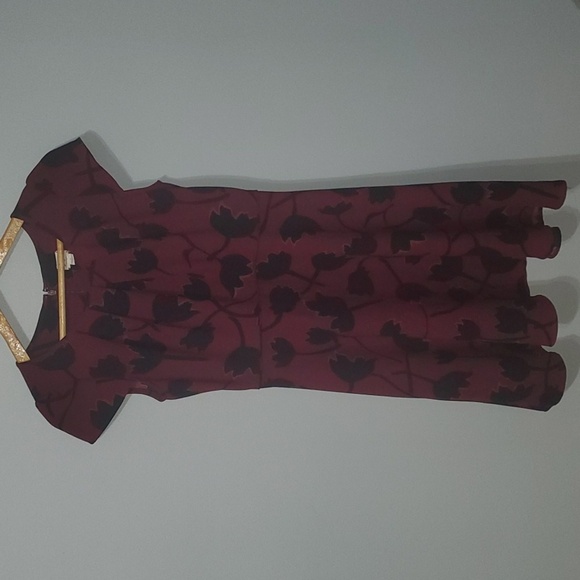 Loft Dress Womens Size 0 Black and Red Floral Abstract Large Flower Repeat Print - Picture 2 of 10